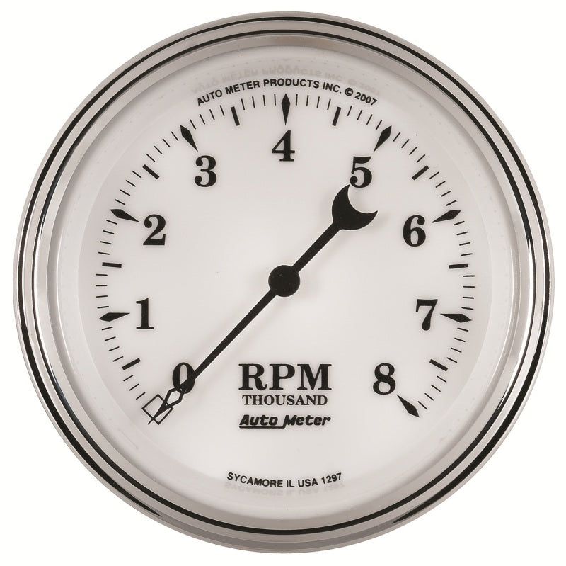 AutoMeter Gauge Tachometer 3-3/8in. 8K RPM In-Dash Old Tyme White II