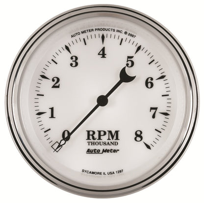 AutoMeter Gauge Tachometer 3-3/8in. 8K RPM In-Dash Old Tyme White II