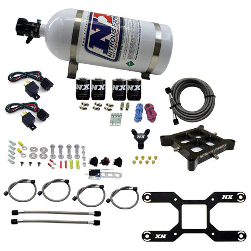 Nitrous Express Dry Quad Stage Billet Crossbar Plate System 100-2000hp (4150 Flange) w/10lb Bottle