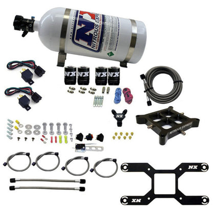Nitrous Express Dry Quad Stage Billet Crossbar Plate System 100-2000hp (4150 Flange) w/10lb Bottle