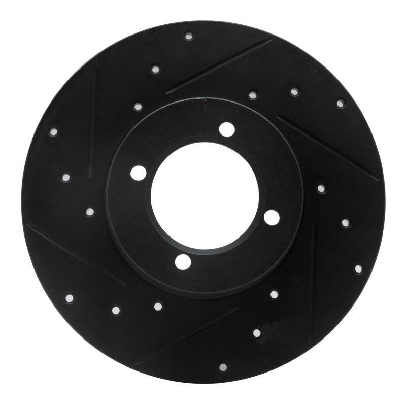 R1 Concepts R1 80-83 Nissan 200SX Front Left Drilled & Slotted Black Brake Rotor
