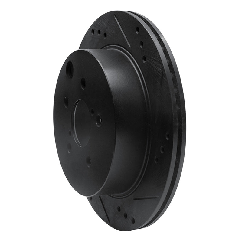 R1 Concepts R1 14-18 Subaru Forester Rear Right Drilled & Slotted Black Brake Rotor