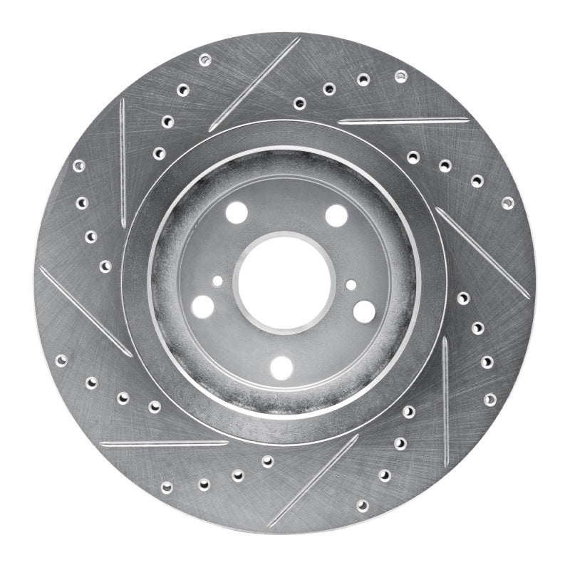 R1 Concepts R1 08-21 Lexus NX200T Front Right Drilled & Slotted Silver Brake Rotor