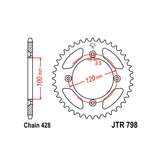 JT JTR798,44 Chain Sprocket