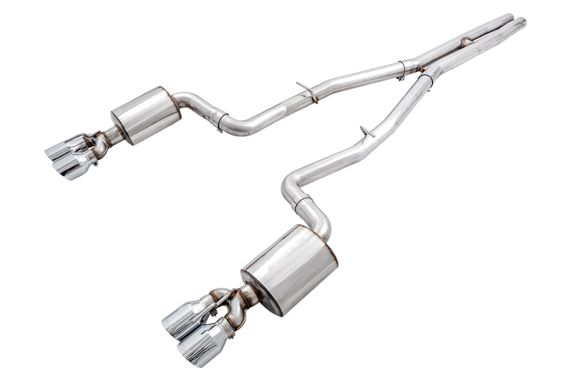 AWE Tuning 2017+ Challenger 5.7L Touring Edition Exhaust - Non-Resonated - Chrome Silver Quad Tips