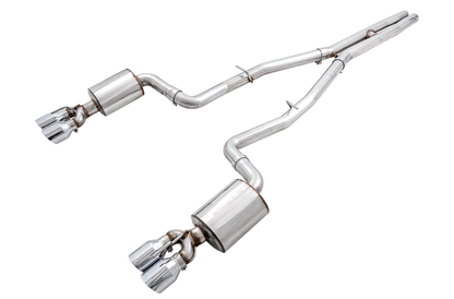 AWE Tuning 2017+ Challenger 5.7L Touring Edition Exhaust - Non-Resonated - Chrome Silver Quad Tips