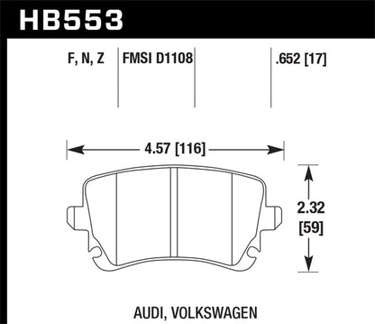 Hawk Performance Hawk 06-07 Audi A6 Quattro / 03-04 RS6 / 04-08 S4 HPS Street Rear Brake Pads