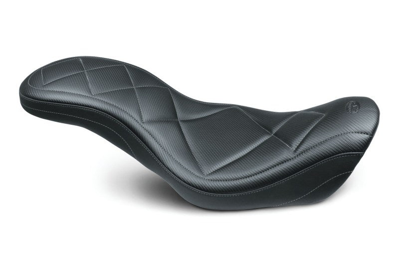 Mustang Motorcycle Mustang 06-17 Harley Dyna Super Tripper 1PC Seat Carbon - Black