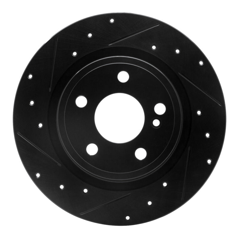 R1 Concepts R1 14-20 Infiniti QX30 Rear Left Drilled & Slotted Black Brake Rotor