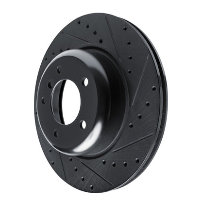 R1 Concepts R1 09-16 BMW Z4 Front Right Drilled & Slotted Black Brake Rotor