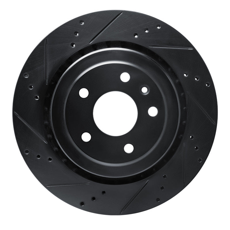 R1 Concepts R1 14-19 Chevrolet Corvette Rear Left Drilled & Slotted Black Brake Rotor