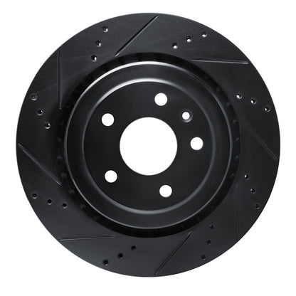 R1 Concepts R1 14-19 Chevrolet Corvette Rear Left Drilled & Slotted Black Brake Rotor