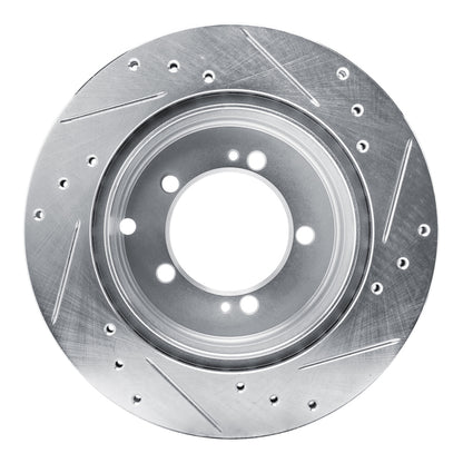 R1 Concepts R1 92-96 Mitsubishi DIAMANTE Rear Left Drilled & Slotted Silver Brake Rotor