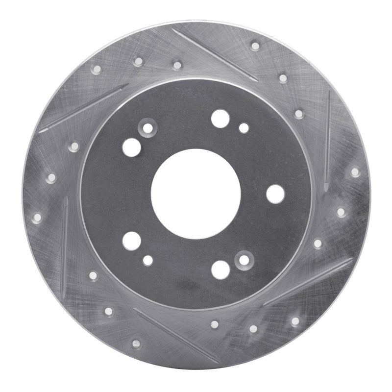 R1 Concepts R1 06-15 Honda Civic Si Rear Right Drilled & Slotted Silver Brake Rotor
