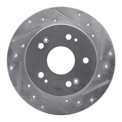 R1 Concepts R1 06-15 Honda Civic Si Rear Right Drilled & Slotted Silver Brake Rotor