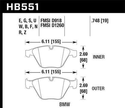 Hawk Performance Hawk 07-09 BMW 335d/335i/335xi / 08-09 328i/M3 HP+ Street Front Brake Pads