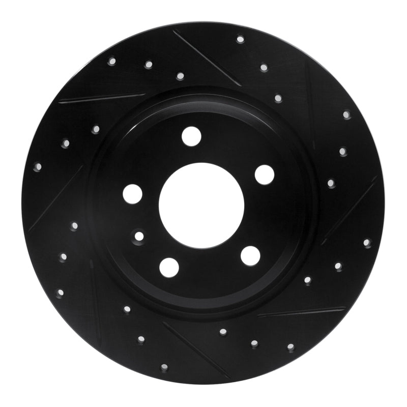 R1 Concepts R1 09-25 Audi A4 Rear Right Drilled & Slotted Black Brake Rotor