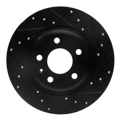 R1 Concepts R1 09-25 Audi A4 Rear Right Drilled & Slotted Black Brake Rotor