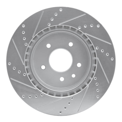 R1 Concepts R1 00-06 Jaguar XJR Rear Right Drilled & Slotted Silver Brake Rotor