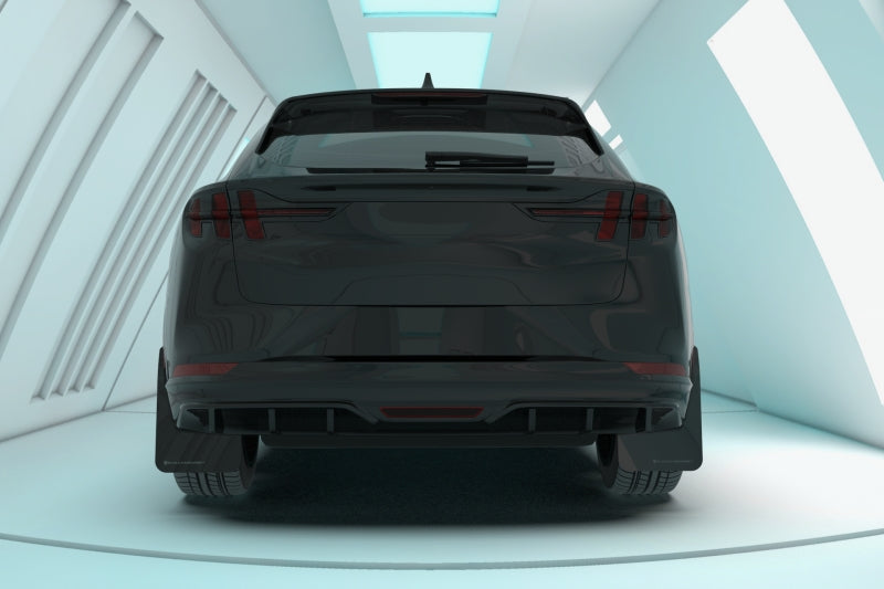 Rally Armor 21-26 Ford Mustang Mach-E/GT/Rally Black Mud Flap w/White Logo
