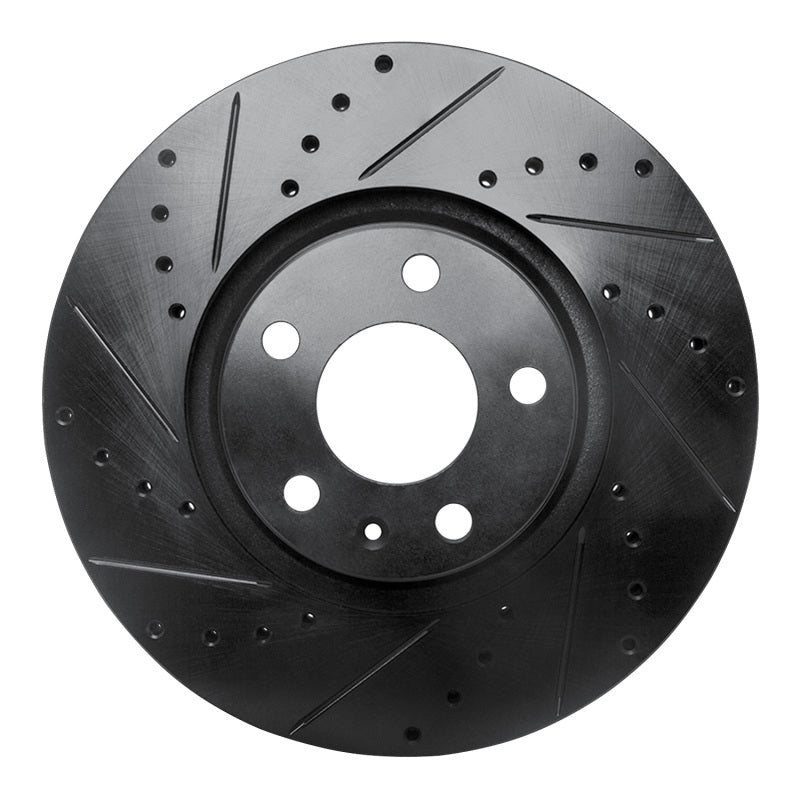 R1 Concepts R1 05-11 Audi A6 Quattro Front Left Drilled & Slotted Black Brake Rotor
