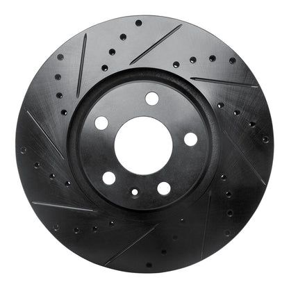 R1 Concepts R1 05-11 Audi A6 Quattro Front Left Drilled & Slotted Black Brake Rotor