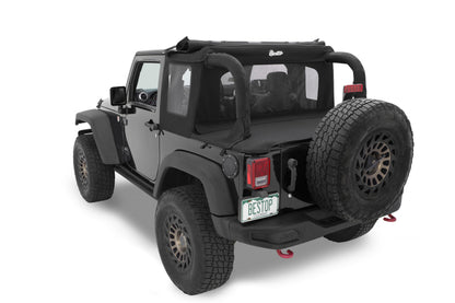 Bestop 07-18 Jeep Wrangler JK 2-Door Halftop Soft Top (Premium Black Twill)