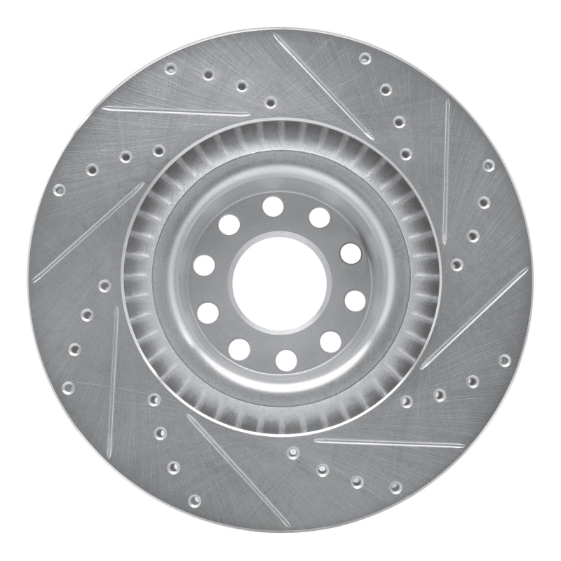 R1 Concepts R1 01-03 Audi S8 Front Left Drilled & Slotted Silver Brake Rotor