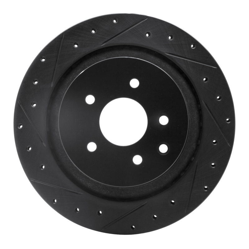 R1 Concepts R1 07-15 Infiniti Q60 Rear Left Drilled & Slotted Black Brake Rotor