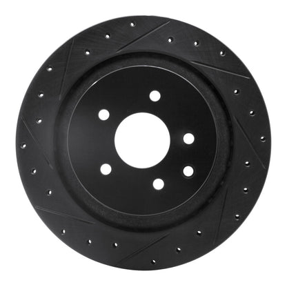 R1 Concepts R1 07-15 Infiniti Q60 Rear Left Drilled & Slotted Black Brake Rotor
