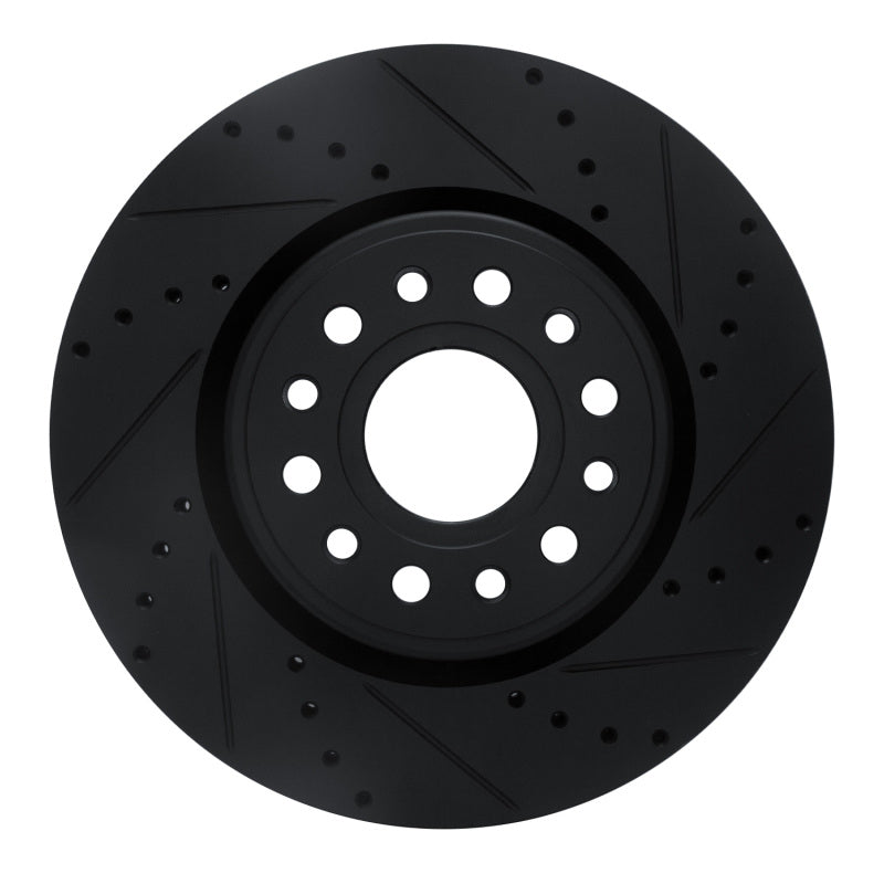 R1 Concepts R1 19-25 Ram 1500 Front Right Drilled & Slotted Black Brake Rotor