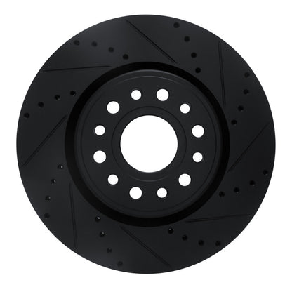 R1 Concepts R1 19-25 Ram 1500 Front Right Drilled & Slotted Black Brake Rotor