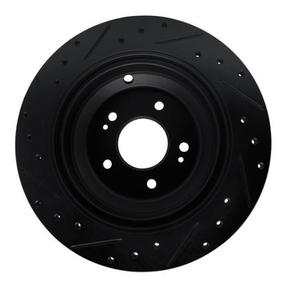R1 Concepts R1 09-20 Genesis G80 Rear Right Drilled & Slotted Black Brake Rotor