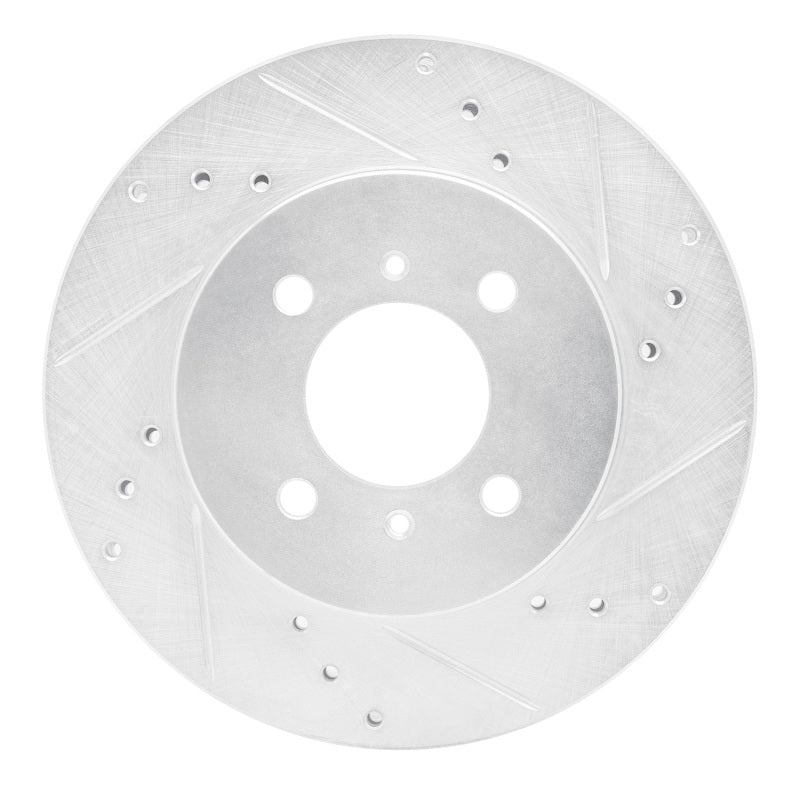 R1 Concepts R1 98-07 Mitsubishi Lancer Front Right Drilled & Slotted Silver Brake Rotor