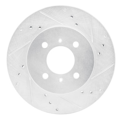 R1 Concepts R1 98-07 Mitsubishi Lancer Front Right Drilled & Slotted Silver Brake Rotor