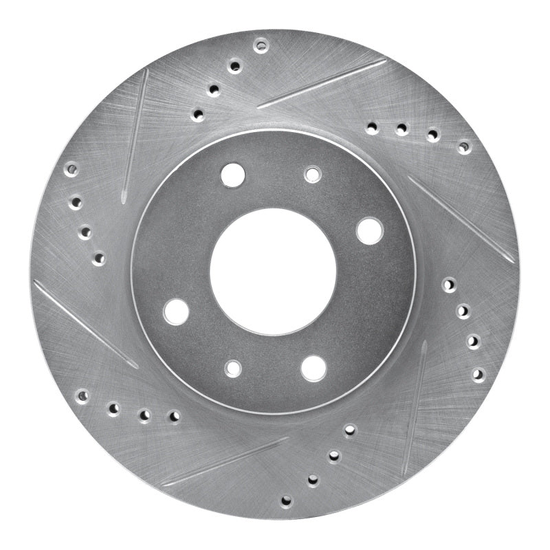 R1 Concepts R1 04-04 Mitsubishi Lancer Front Left Drilled & Slotted Silver Brake Rotor