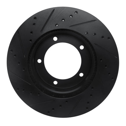 R1 Concepts R1 98-07 Lexus LX470 Front Right Drilled & Slotted Black Brake Rotor