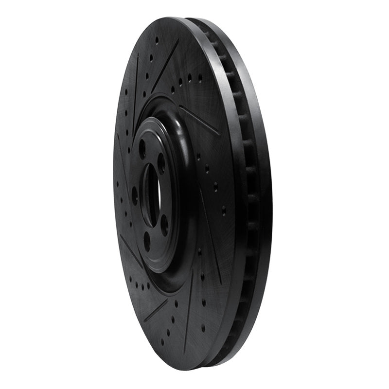 R1 Concepts R1 10-24 Jaguar XF Front Left Drilled & Slotted Black Brake Rotor