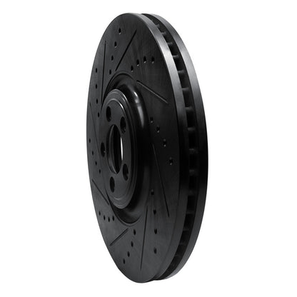 R1 Concepts R1 10-24 Jaguar XF Front Left Drilled & Slotted Black Brake Rotor