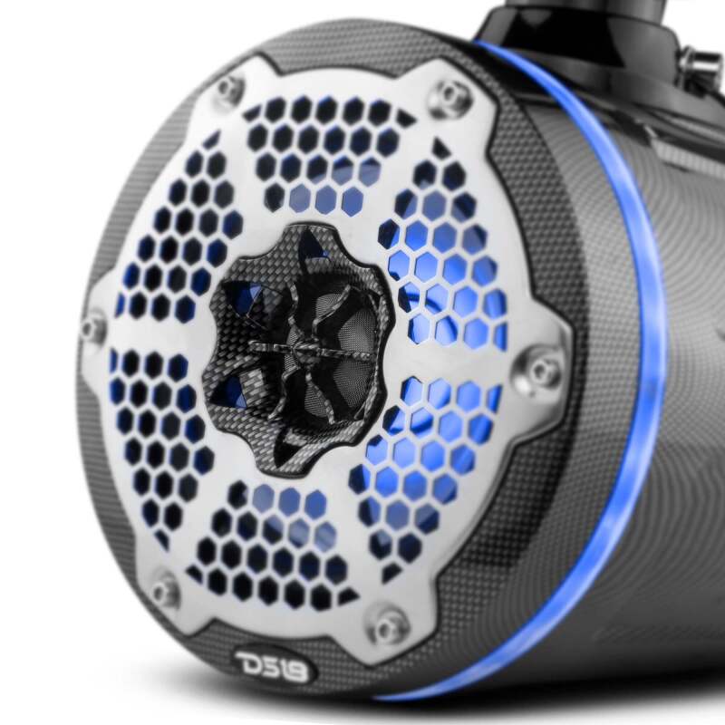 DS18 Marine And Powersports Towers 6.5in 100 Watts RMS RGB LED Lights Black Carbon Fiber
