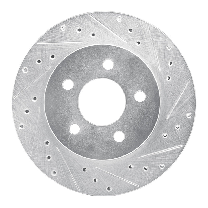 R1 Concepts R1 82-90 Ford Mustang Rear Right Drilled & Slotted Silver Brake Rotor