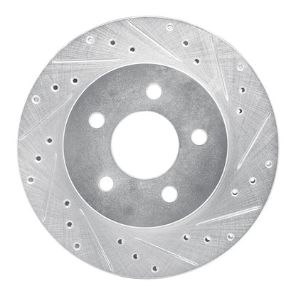 R1 Concepts R1 82-90 Ford Mustang Rear Right Drilled & Slotted Silver Brake Rotor
