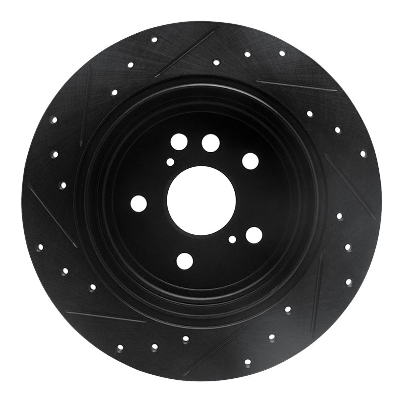 R1 Concepts R1 04-05 Toyota RAV4 Rear Right Drilled & Slotted Black Brake Rotor