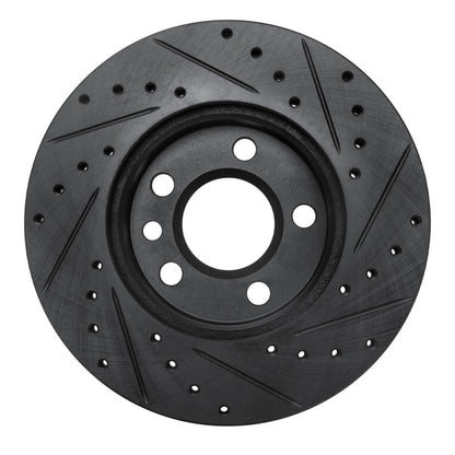 R1 Concepts R1 96-00 Volkswagen EuroVan Front Left Drilled & Slotted Black Brake Rotor