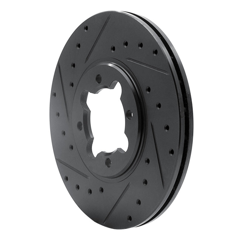 R1 Concepts R1 82-85 Toyota Celica Front Left Drilled & Slotted Black Brake Rotor