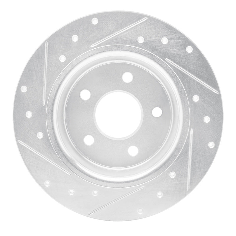 R1 Concepts R1 88-90 Chrysler Dynasty Rear Right Drilled & Slotted Silver Brake Rotor
