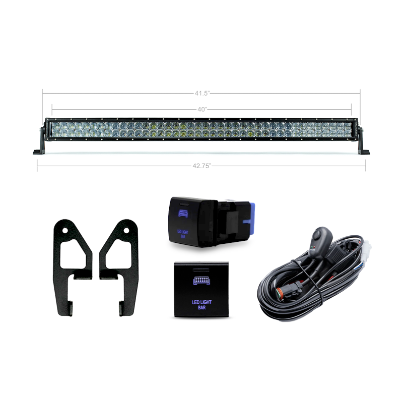 Cali Raised LED Cali Raised 2024+ Toyota Tacoma Premium Roof Rack Front Light Bar Kit - 42 In White Dual Row Oem Sw