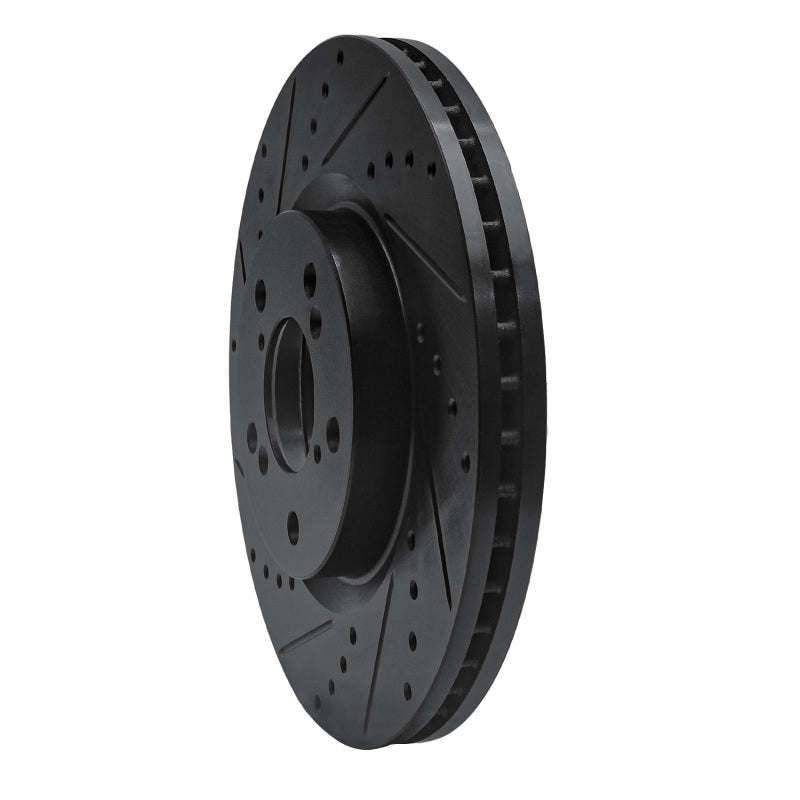 R1 Concepts R1 09-14 Acura TL Front Left Drilled & Slotted Black Brake Rotor