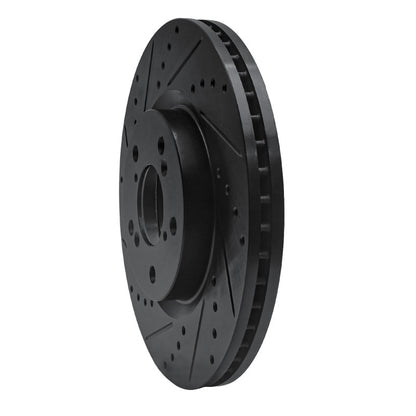 R1 Concepts R1 09-14 Acura TL Front Left Drilled & Slotted Black Brake Rotor