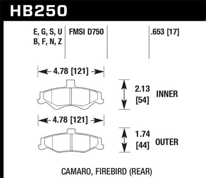 Hawk Performance Hawk 98-02 Chevrolet Camaro 5.7L/3.8L / 98-02 Pontiac Firebird 5.7L/3.8L  HPS Street Rear Brake Pads